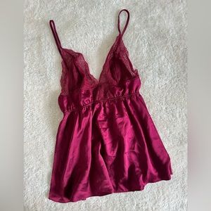 Victorias Secret Maroon Wine Babydoll Cami Dress, Size XS